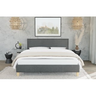 Tamno sivi tapecirani bračni krevet s podnicom 180x200 cm Tina – Ropez