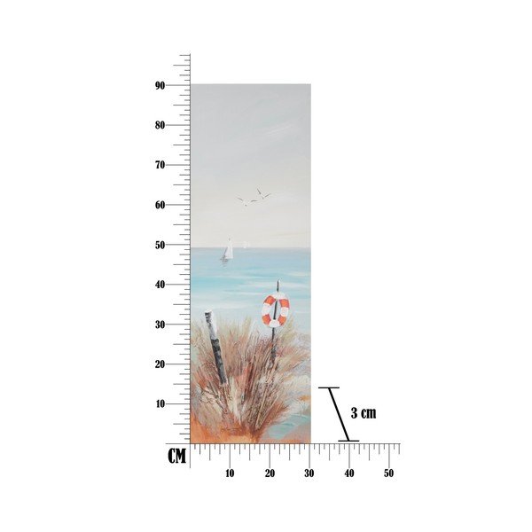 Ručno oslikana slika u okviru od borovine Mauro Ferretti Kolut za spašavanje za plažu, 30 x 90 cm-image-2
