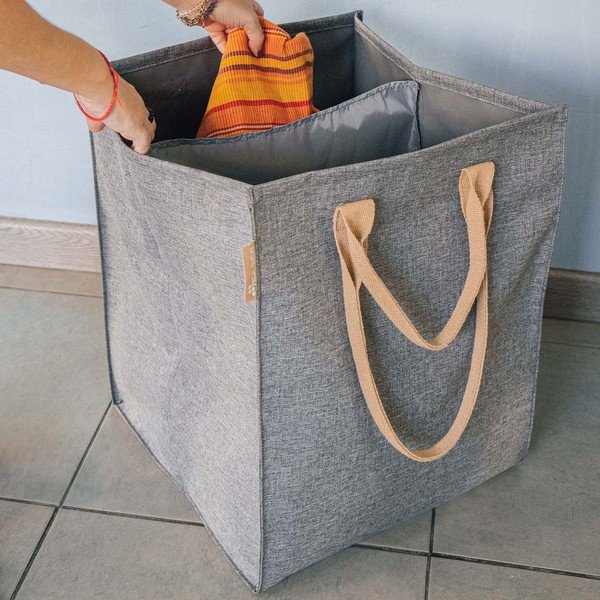 Siva tekstilna košara za rublje 71 l Laundry Hub Tweed duplo – Rolser-image-2