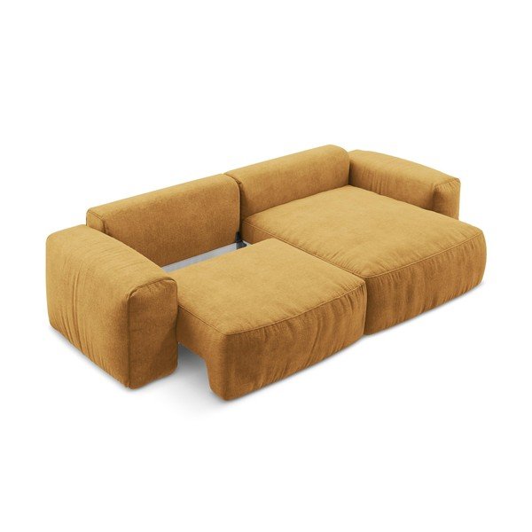 Senf žuta sklopiva kutna garnitura od šenila (s desnim kutom/s ležaljkom) Kuki – Makamii-image-4