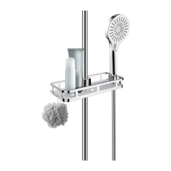 Samodržeća plastična kupaonska polica u sjajnoj srebrnoj boji Libertà - Wenko-image-3