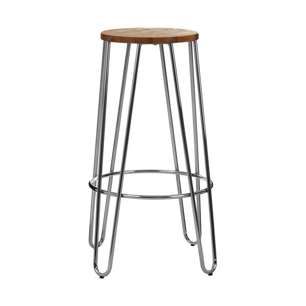 Barska stolica od čvrstog brijesta u srebrnoj boji/u prirodnoj boji (visine sjedala 75 cm) District – Premier Housewares