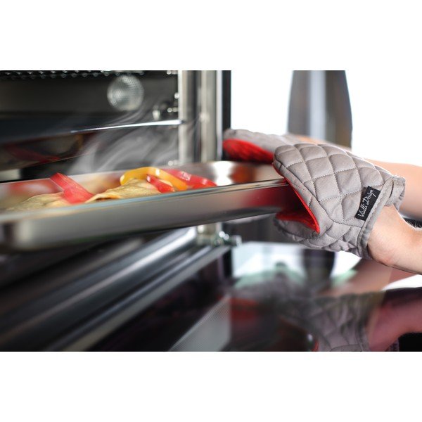 Crveno-siva pamučna rukavica s Vialli Design Hot Touch silikonom-image-1