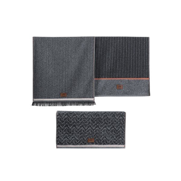 Antracitno sivi ručnici u setu 3 kom 50x90 cm Denim – Foutastic