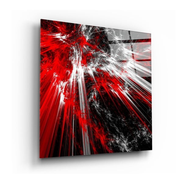Staklena slika insigne crvene eksplozije, 40 x 40 cm