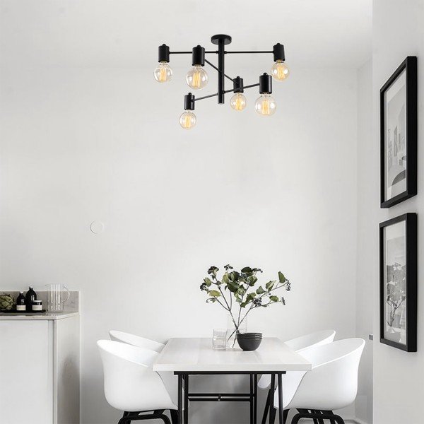 Crna stropna svjetiljka za 6 žarulja Opviq lights Hexa-image-4