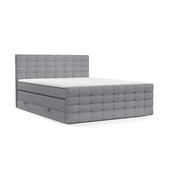 Sivi boxspring krevet s prostorom za pohranu 200x200 cm Blend – Maison de Rêve