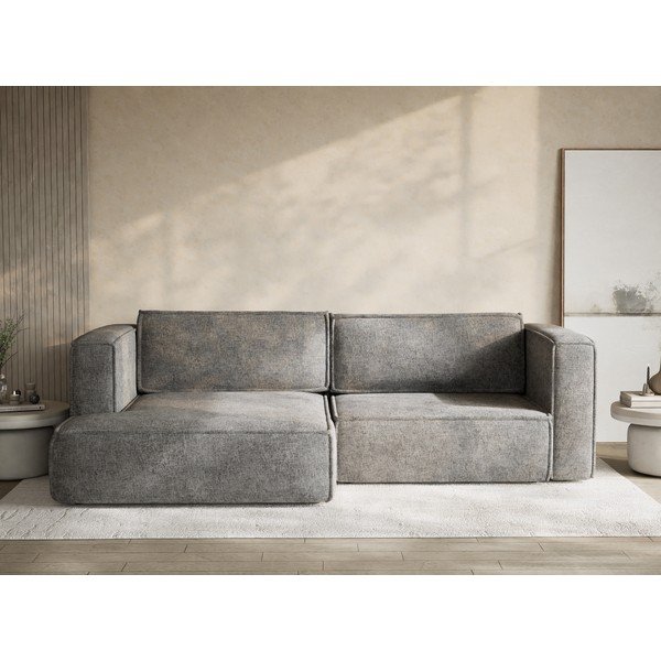 Siva sklopiva/s prostorom za odlaganje kutna garnitura od šenila (s lijevim kutom/s ležaljkom) Velto – Maison de Rêve-image-1