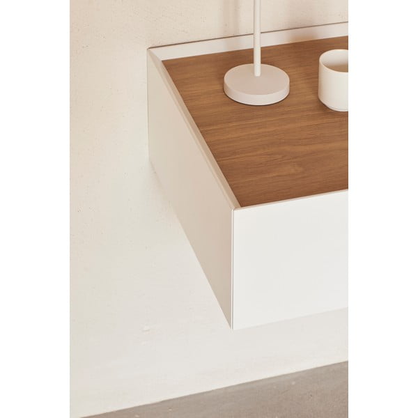 Bijeli viseći noćni ormarić s pločom stola u dekoru hrasta Arista – Teulat-image-2