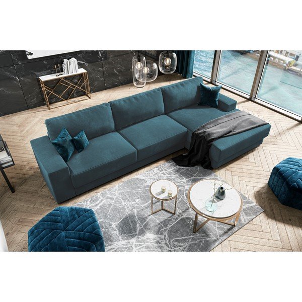 Tirkizna sklopiva kutna garnitura od samta Donatella – Milo Casa-image-1