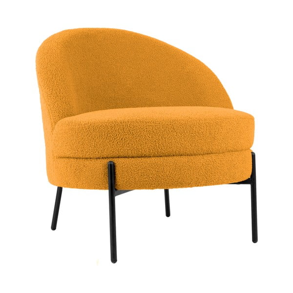 Oker žuta fotelja od bouclé tkanine Noble – Leitmotiv
