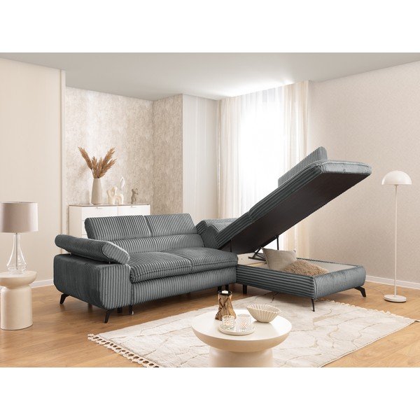 Siva kutna garnitura od samta (s desnim kutom/u obliku slova L) Marbeya  – Ropez-image-4