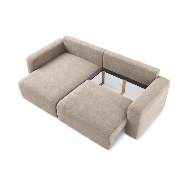 Bež sklopiva/s prostorom za odlaganje kutna garnitura od šenila (s lijevim kutom/s ležaljkom) Kona – Makamii-image-4