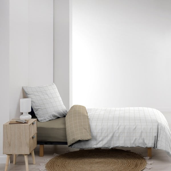 Bijela/bež pamučna posteljina za krevet za jednu osobu 140x200 cm Cadria – douceur d'intérieur-image-4