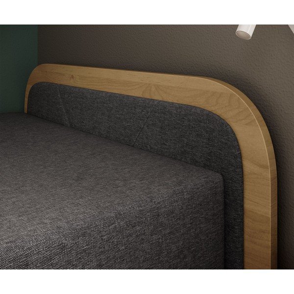 Oker žuti/tamno sivi tapecirani/od iverice krevet s prostorom za odlaganje s madracem 80x190 cm Parys – ELTAP-image-4