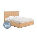 Tapecirani bračni krevet s prostorom za pohranu s madracem/letvičastim okvirom 180x200 cm u boji senfa Thessa Bold Line - Bonami Selection