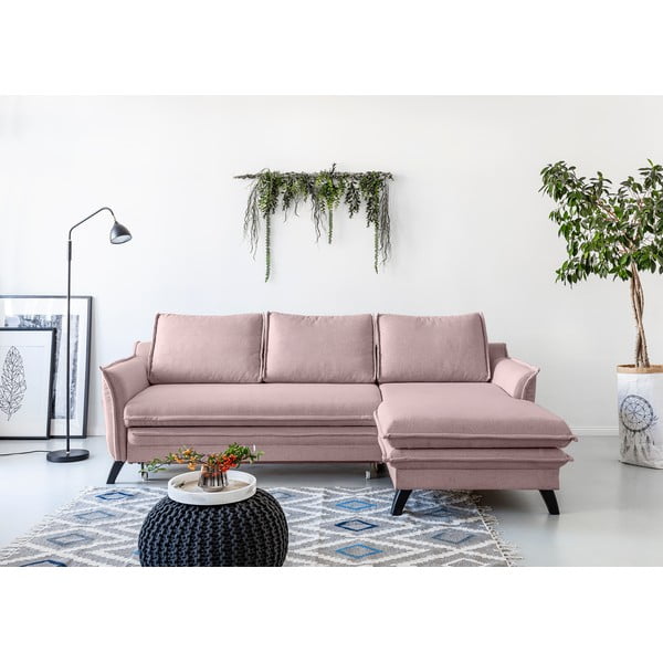 Puderasto ružičasta kutna garnitura na razvlačenje Miuform Charming Charlie, desni kut-image-1