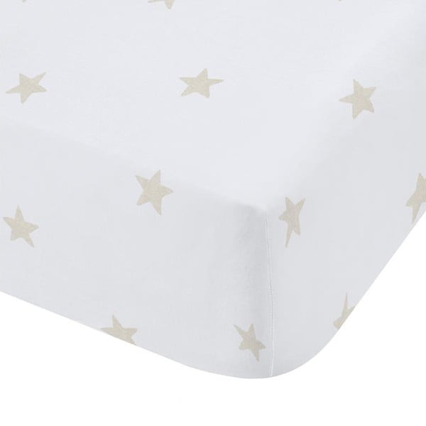 Bijela/bež pamučna dječja plahta s gumom za dječji krevetić 70x140 cm Mini Star & Stripes – Bianca