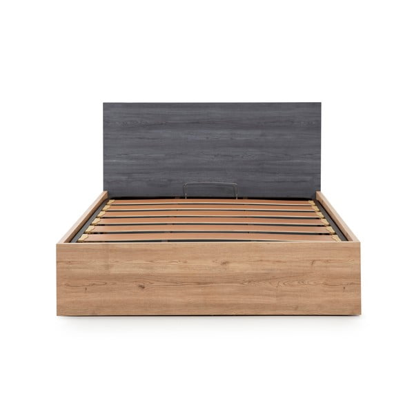 Sivi bračni krevet s prostorom za odlaganje i podnicom 160x200 cm Kronos - Marckeric-image-2