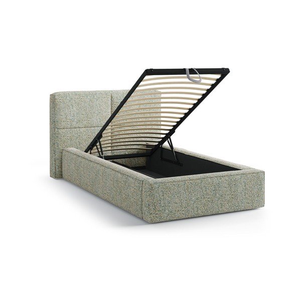 Zeleni tapecirani krevet s prostorom za odlaganje s podnicom 90x200 cm Darren – Micadoni -image-1