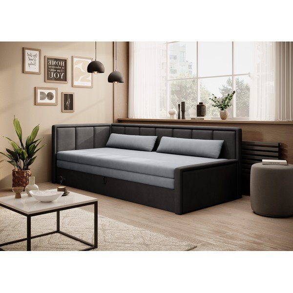 Tamno siva sklopiva/s prostorom za odlaganje sofa od šenila 214 cm Fulgeo – ELTAP-image-2