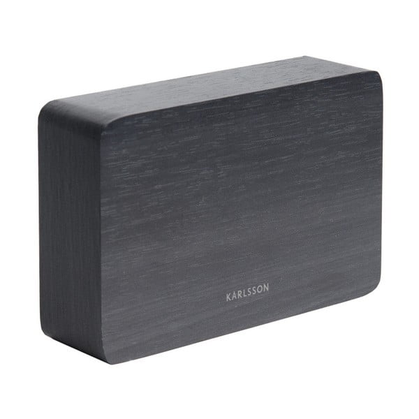 Crni budilnik u drvenom dekoru Karlsson Square, 15 x 10 cm-image-1