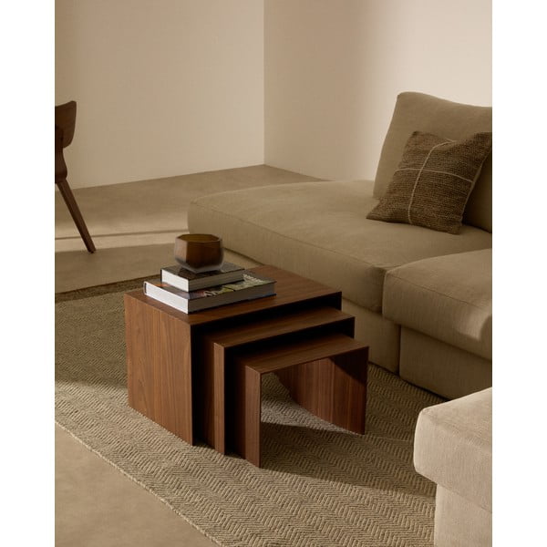 Pomoćni stolići u setu 3 kom u dekoru oraha 40x60 cm Litto – Kave Home-image-2