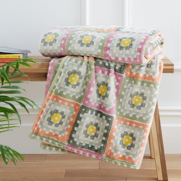 Deka od mikropliša 130x170 cm Crochet Print Cosy – Catherine Lansfield