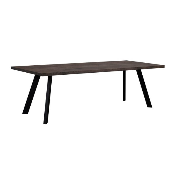 Blagovaonski stol od tamnosmeđe hrastovine Rowico Freddie, 240 x 100 cm