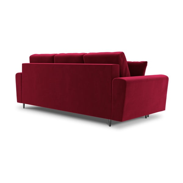 Crvena baršunasti sklopiva/s prostorom za odlaganje sofa 235 cm Kyoto – Cosmopolitan Design-image-3
