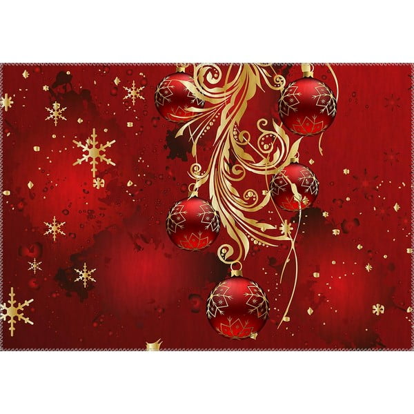 Tepih Vitaus božićni ukrasi u crvenoj boji, 50 x 80 cm
