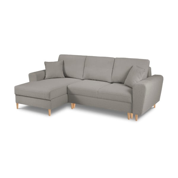 Svijetlo siva sklopiva/s prostorom za odlaganje kutna garnitura od bouclé tkanine (s lijevim kutom/s ležaljkom) Kyoto – Cosmopolitan Design-image-1