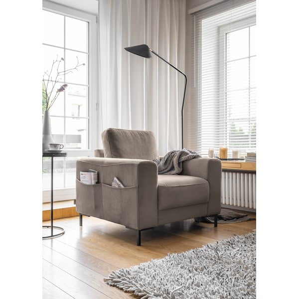 Smeđa fotelja od samta Lofty Lilly – Miuform-image-2