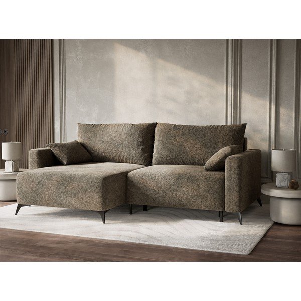 Smeđa sklopiva/s prostorom za odlaganje kutna garnitura od šenila (s lijevim kutom/s ležaljkom) Leon – Maison de Rêve-image-4