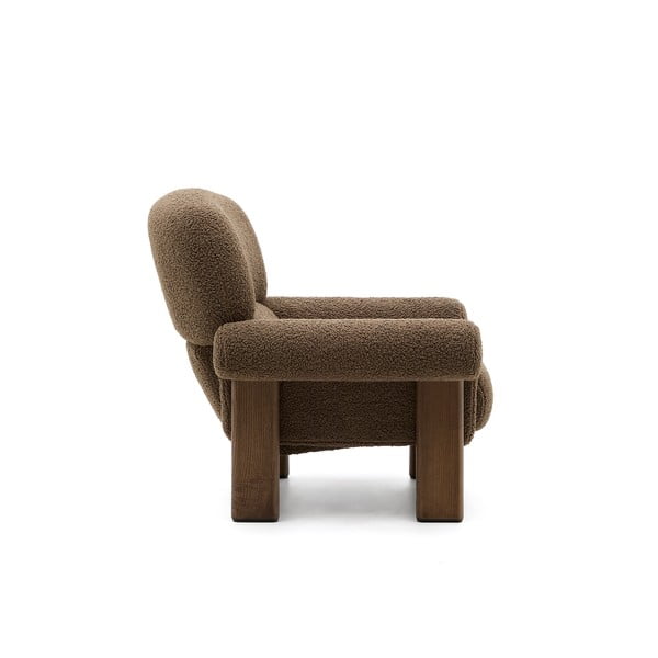 Smeđa fotelja od bouclé tkanine Nema – Kave Home-image-2