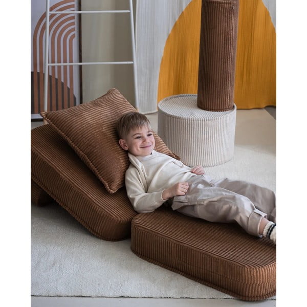 Smeđi dječji jastuk za sjedenje od samta Block – Wigiwama-image-1