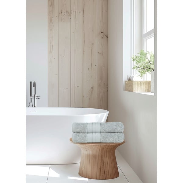 Svijetlo sivi pamučni ručnici u setu 2 kom od frotira 70x140 cm – Good Morning-image-4