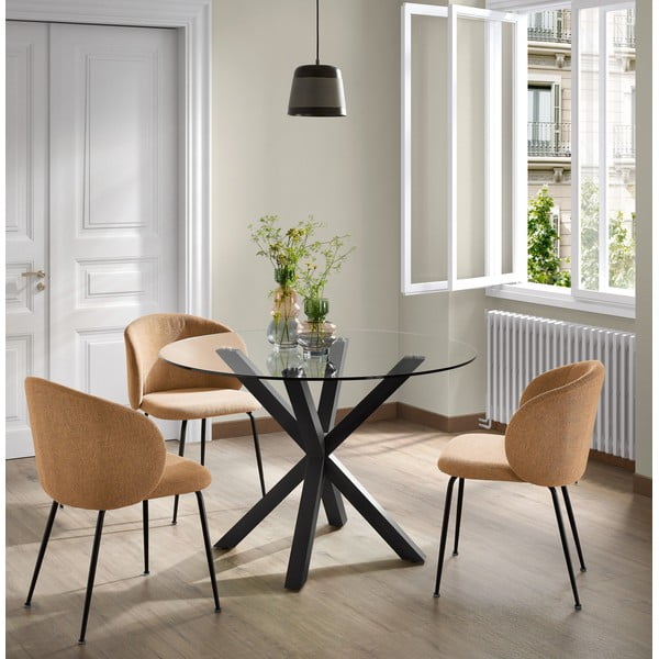 Okrugli blagovaonski stol sa staklenom pločom Kave Home, ø 119 cm-image-1