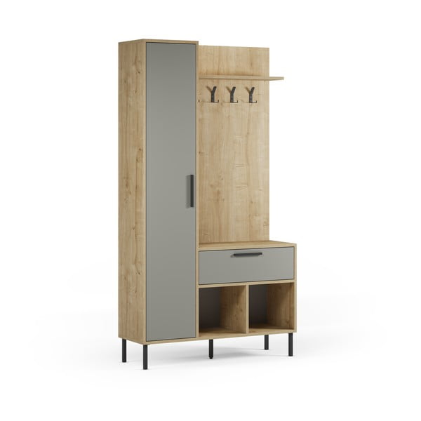 Zeleni/u prirodnoj boji set za hodnik u dekoru hrasta 108x195x35 cm Heidy – Marckeric-image-2