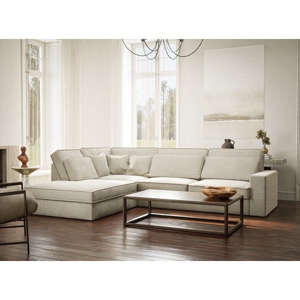 Sivo-bež kutna garnitura od šenila (s lijevim kutom/u obliku slova L) Kirou – Maison de Rêve-image-1