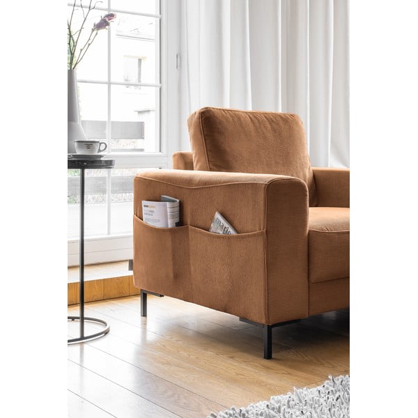 Narančasta/smeđa fotelja od samta Lofty Lilly – Miuform-image-3