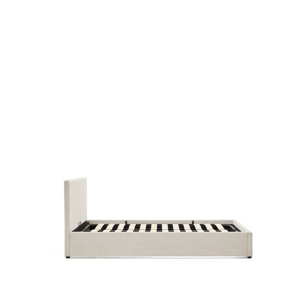 Bež tapecirani bračni krevet s prostorom za odlaganje s podnicom 160x200 cm Nahiri – Kave Home-image-3