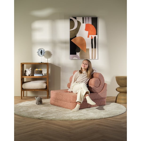 Ružičasta dječja fotelja od bouclé tkanine Flipster – Wigiwama-image-3