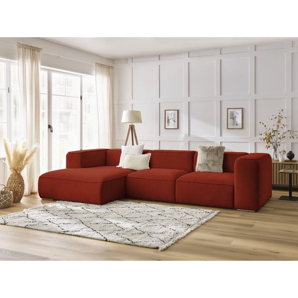 Ciglasta kutna garnitura od bouclé tkanine (s lijevim kutom) Zephyr – Bobochic Paris-image-1