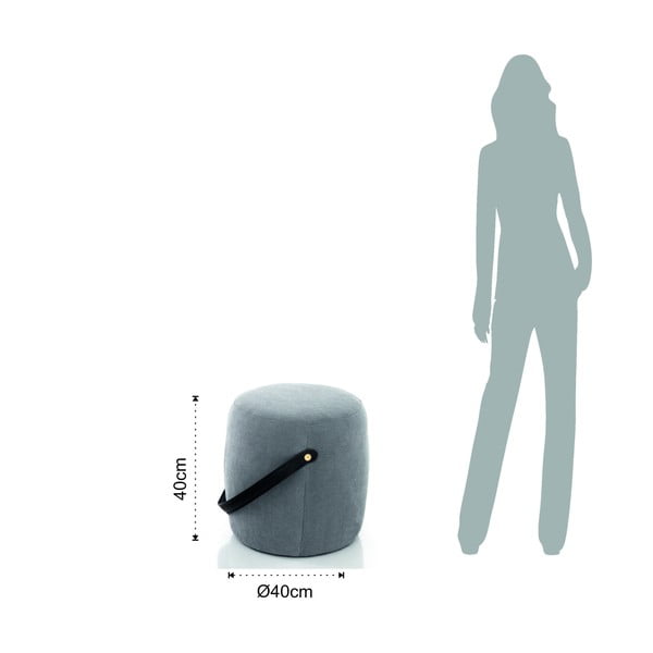 Sivi tapecirani pouf Tomasucci Drum, ø 40 cm-image-2