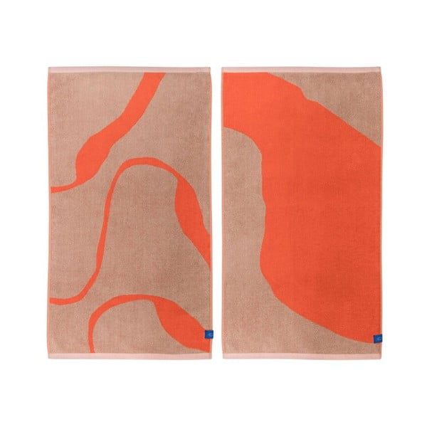 Narančasto-svjetlo smeđi ručnici u setu 2 kom od organskog pamuka 50x90 cm Nova Arte – Mette Ditmer Denmark