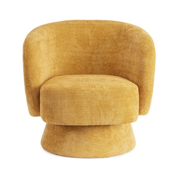 Senf žuta okretna fotelja od šenila Julienne – Bizzotto-image-2