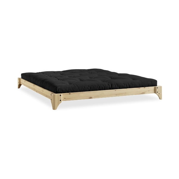 Bračni krevet od borovine s madracem Karup Design Elan Comfort Mat Natural Clear/Black, 140 x 200 cm