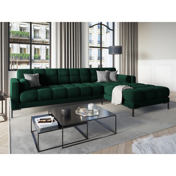 Tamnozelena kutna garnitura od baršuna Cosmopolitan Design Bali, desni kut-image-1