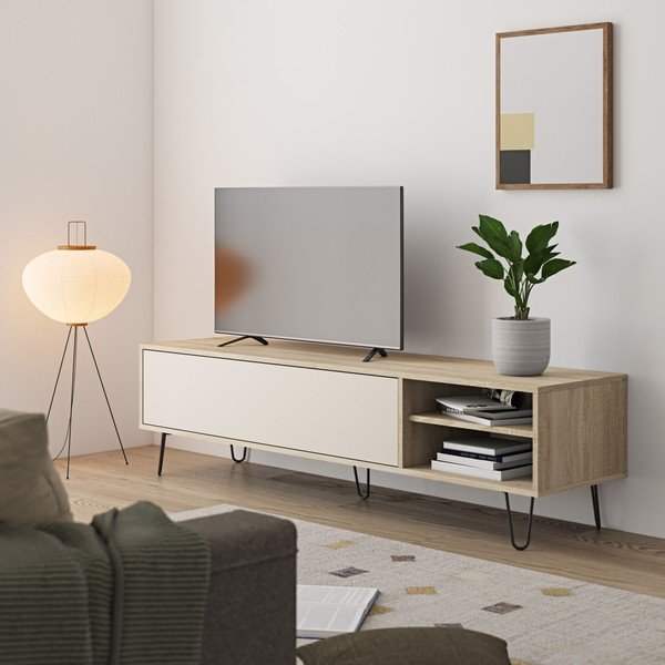 Krem TV komoda u dekoru hrasta 165x44 cm Aero - TemaHome -image-4